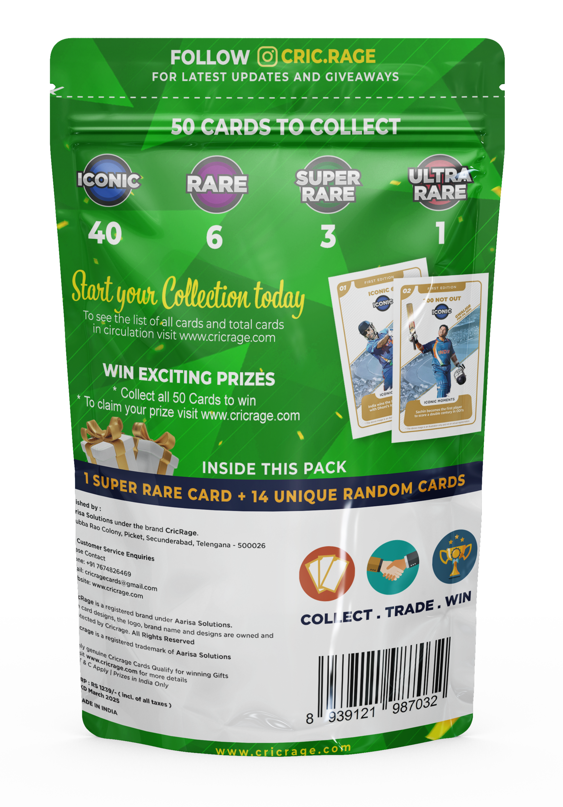 CricRage Cricket Cards - Pack of 15