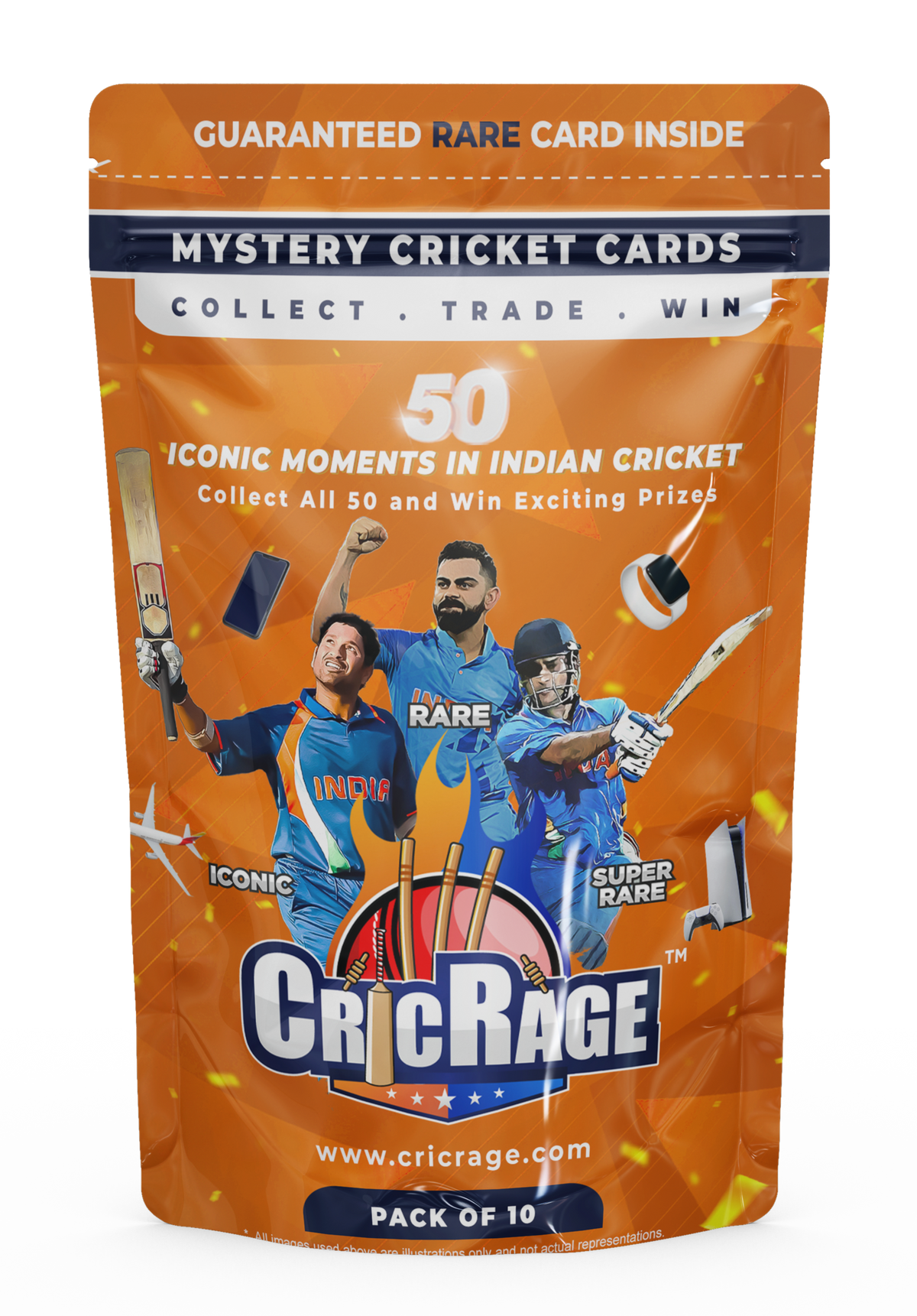 CricRage Cricket Cards - Pack of 10