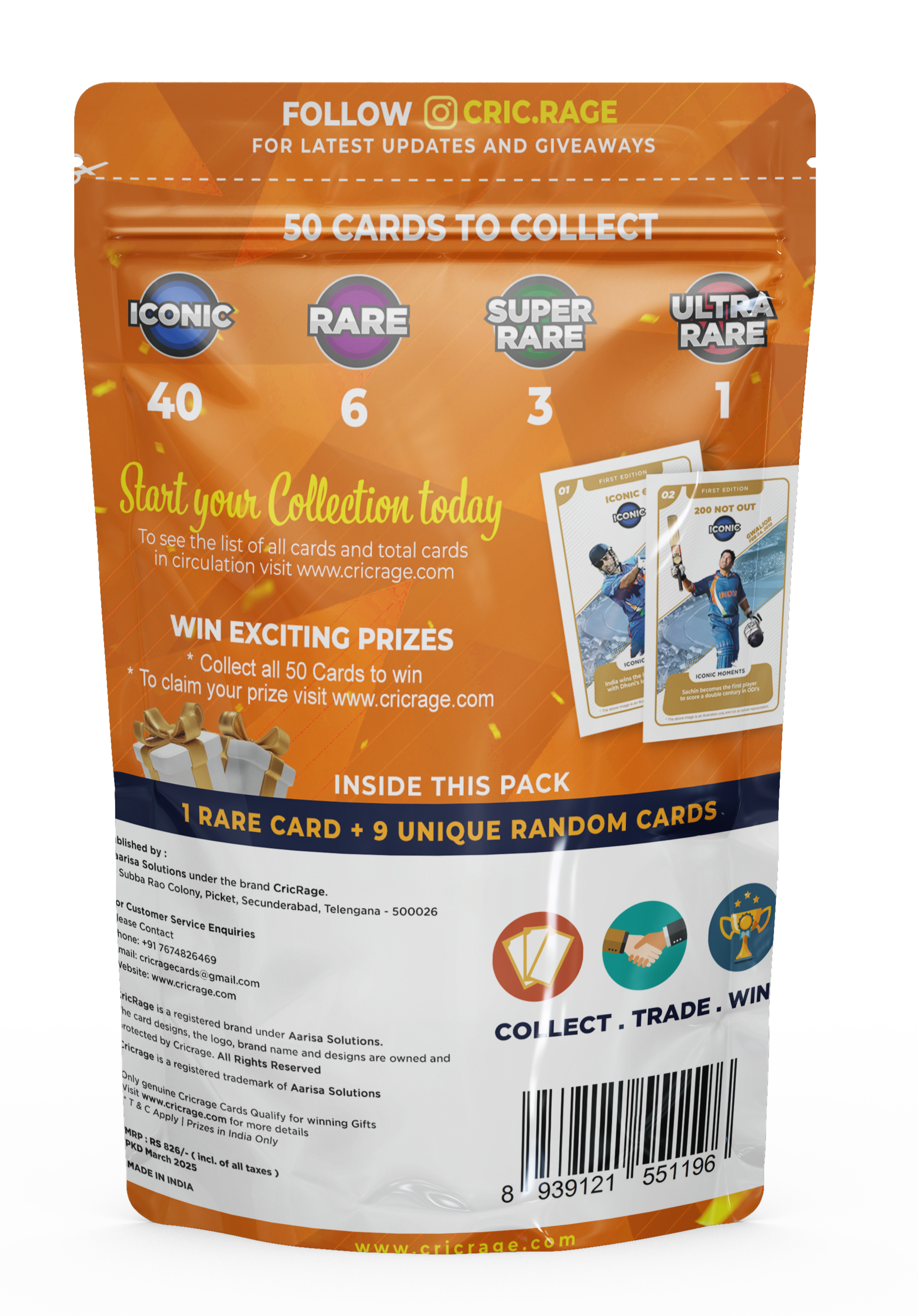 CricRage Cricket Cards - Pack of 10